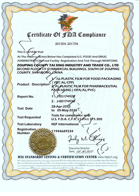 ALU-FOIL FDA certification
